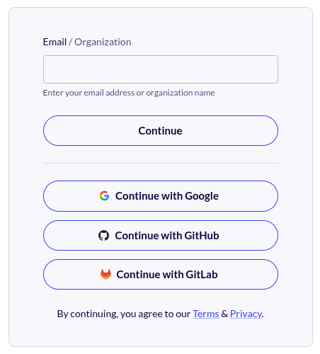 Screenshot showing an example Chainguard login box, with all described options shown.